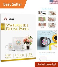 25-Pack White Waterslide Decal Paper 8.5x11 for Inkjet Printers - Vibrant & Easy picture