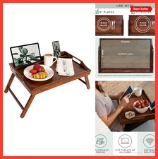 Lap Desk Bamboo Bed Tray 17.3 Inch Laptop Stand Foldable Portable Tablet Holder picture