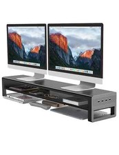2 Tiers Dual Monitor Stand with 4 USB 3.0 Ports Hub, Double Monitor Riser, Me... picture