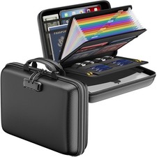 DocSafe Fireproof Document Box 13 Pocket Accordion File Organizer Lock picture