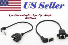 2pcs RJ45 Male Angled to Female Panel Mount Ethernet LAN Network Extension Cable picture