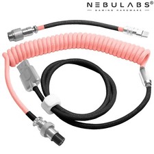 Custom Coiled Aviator GX16 USB-C Mechanical Gaming Keyboard Cables - Salmon Pink picture