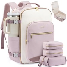 LOVEVOOK Large Travel Backpack for 17.3 Inch-40L-4Pcs, Lavender-beige-purple picture
