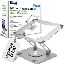 Swivel Laptop Stand for Desk 360 Riser Arctic Silver Adjustable Vented Cooling picture