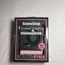 GameStop Coiled Braided USB Type-C to USB Type-A Cable 6ft (1.8m) Black/Pink picture