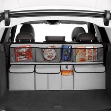 LightGray Hanging Car Trunk Organizer 8 Pockets Backseat Storage Bag picture