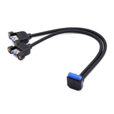 CABLECY Lock Panel Mount Cable 19/20Pin Header 1 to 2 USB 3.0 Y Splitter Cord picture