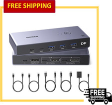 UGREEN 8K@60HZ Displayport KVM Switch 2 in 1 Out DP1.4 with 4 USB 3.0 Ports picture