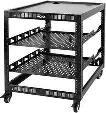 12U Open Frame Network Rack for IT & AV Gear, 4-Post with Casters, Mobile with 2 picture