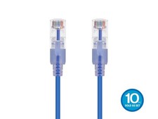 SlimRun Cat6A Ethernet Patch Cable RJ45 Stranded UTP Wire 30AWG 6in Blue 10-Pack picture