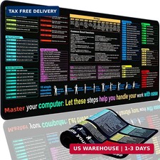 XL Excel Cheat Sheet Mouse Pad 11.8x31.5in Waterproof Non-Slip Desk Mat picture