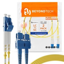 2 Pack 1m 3.28ft LC To SC Fiber Patch Cable UPC Single-Mode Duplex OS1 OS2 picture