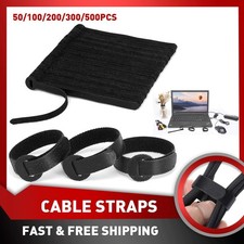 50Pcs Reusable Cable Straps Black Wire Cord Hook Loop Fastening Ties Organizer picture