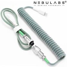 Custom Coiled Aviator GX16 USB-C Mechanical Gaming Keyboard Cable 4ft - Green picture