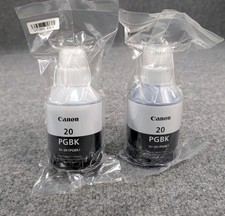 Lot Of 2 Canon 20 PGBK GI-20 Pigment Black Ink Bottles picture