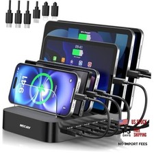 Charging Station for Multiple Devices : 6 Port USB Charger Stations - Black picture