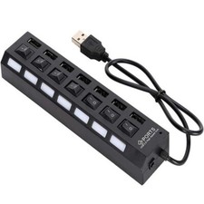 USB Hub 7 Port On/Off Switch High Speed Splitter AC Adapter Cable PC Laptop Lot picture