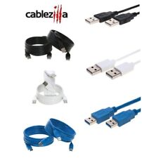USB Cable 2.0/3.0 A-Male Data Wire Charger Black White Blue 3FT -15 FT Multi Lot picture
