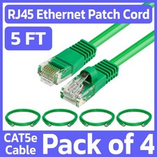 4 Pack Cat5e Cable Green 5FT Lan Ethernet Patch Cord Network Internet Wire RJ45 picture