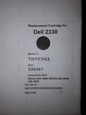 HIGH YIELD REPLACEMENT BLACK TONER CARTRIDGE TRPK941 FITS DELL 2330D (BIN-DC) picture