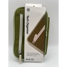 U Brands Tech Organizer Olive Green Canvas 9 Compartments Travel Case 7684T NEW picture