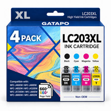 LC203XL 4PK High Yield Ink Cartridges BK C M Y for Brother MFC-J460DW J885DW picture