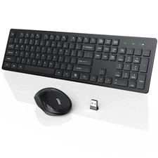 Black WisFox Wireless Keyboard & Mouse Combo, USB, Silent, Long Battery, 2.4GHz picture