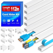 112in Cord Hider Kit Paintable Cable Raceway Self Adhesive Wire Cover White picture