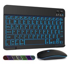 LAMA 7 Colors Backlit Bluetooth Keyboard and Mouse Combo for iPad Pro/Air/Min... picture