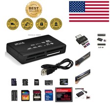 Versatile USB Memory Card Reader with 6 Slots - Black, Compact Design picture