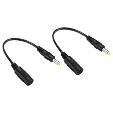 2Pcs DC 5.5x2.1mm Female to 4.8x1.7mm Male Extension Cable Adapter Cord Black picture