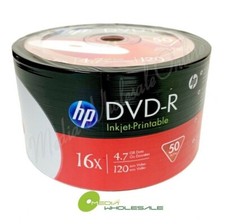 1000 HP Blank 16X DVD-R DVD White Inkjet Printable 4.7GB 120Min Disc 20x50pk picture