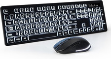 Large Print Backlit Wireless Keyboard and Mouse, 2.4G Full Size Keyboard and Mou picture
