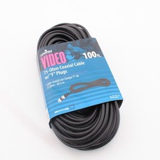 Leviton Black 100' Coaxial Video Cable RG59 Plugs 75-Ohm F-Type Wire C5851-CE picture