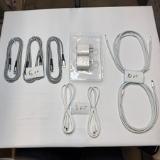 Set of 9 - 7 USB-C to C/Lightning Charging Cables 3ft 6ft 10ft, 2 Wall Adapters picture