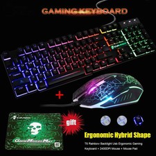 Lighting USB desktop computer game mechanical feel set wired keyboard mouse picture