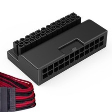 Female ATX 24Pin To 24Pin Male 90 Degree Power Adapter Motherboard Connector DIY picture