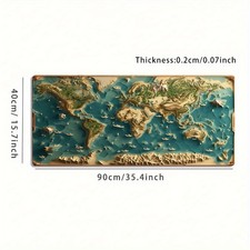A Large Gaming Mouse Pad Featuring a 3D Embossed World Map Design, with a Non- picture