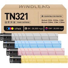 4PK TN321 Toner Cartridges Compatible with Konica Minolta Bizhub C224/C284/C364 picture