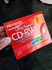 NEW - 5 Pack - Memorex Ultra Speed CD-RW - 16x-24x 700Mb 80 Minute Rewritable picture