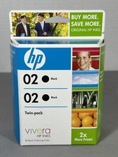 New HP 02 Black Ink Twin Pack Sealed July 2009 picture