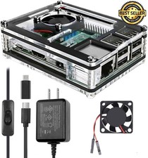 Raspberry Pi 3 B+ Case 5V 3A Micro USB Power Supply Switch Fan Heatsinks picture