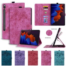 Leather Flower Cat Tablet Case For Samsung Galaxy Tab A7 A8 A9 S7 S8 S9 S10 + picture