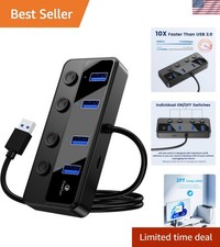 Elegant 4-Port USB 3.0 Power Hub with Individual Switches - 5Gbps Speed picture