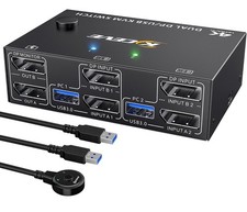 4K@30Hz KVM Switch 2 Monitors 2 Computers, USB3.0 DisplayPort KVM Switches picture