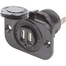 Blue Sea Systems 1016 Dual USB Charger Socket, 12/24v 2.1a, Black picture