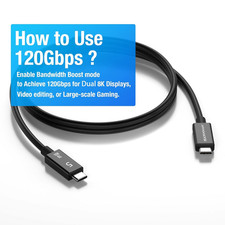UHD Thunderbolt 5 USB-C 5.0 Cable 3.3 ft 80Gbps PD 240W 16K Video Display USK picture