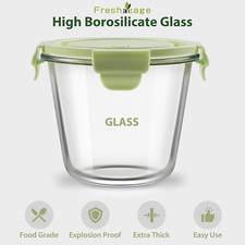 8 PCS Glass Meal Prep Containers with Lids, Airtight 3 Cup Glass Storage Cont... picture