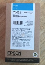 01-2025 NIB  GENUINE EPSON T6032 220ML CYAN INK STYLUS PRO 7800 7880 9800 9880 picture