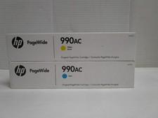 HP 990AC CYAN YELLOW Ink Cartridge X4D09AC X4D15AC PageWide DATE 2025 NEW picture